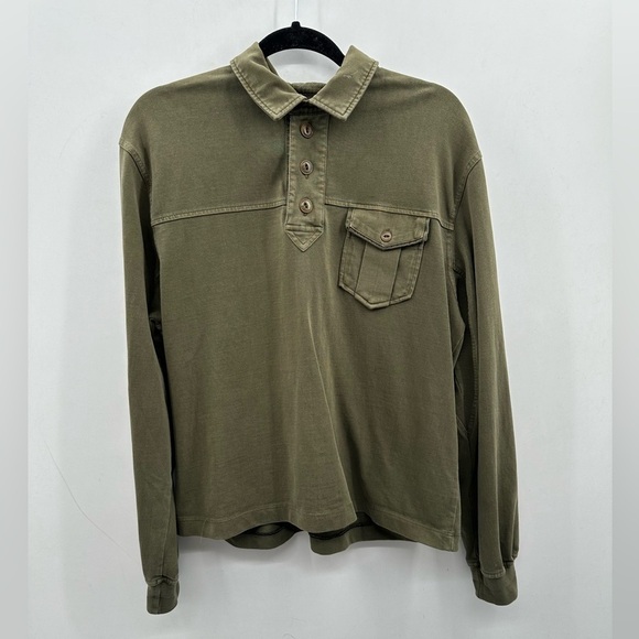 ORVIS ARMY MILITARGY Green patched elbow casual Gorpcore unisex top.  MEDIUM - Picture 1 of 9